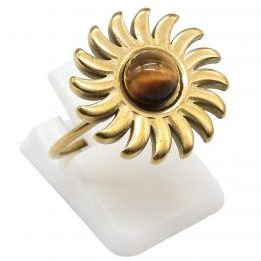 Anillo Acero Inox. Sol OJO TIGRE